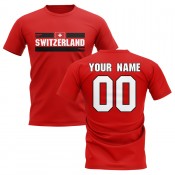 Personalisiertes Schweiz Fan Fussball T-Shirt Rot kaufen billig